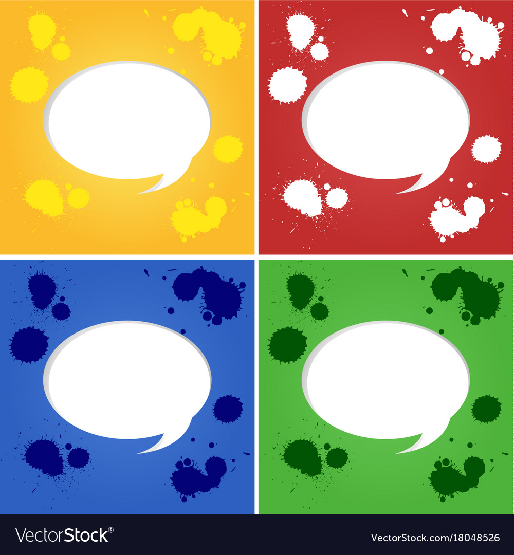 Speech bubble on four different color background