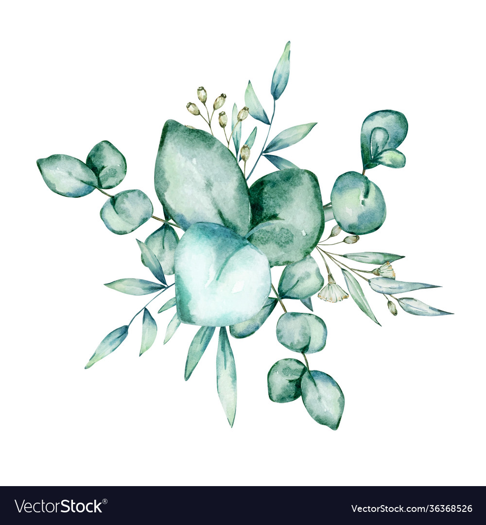 Watercolor eucalyptus bouquet hand painted