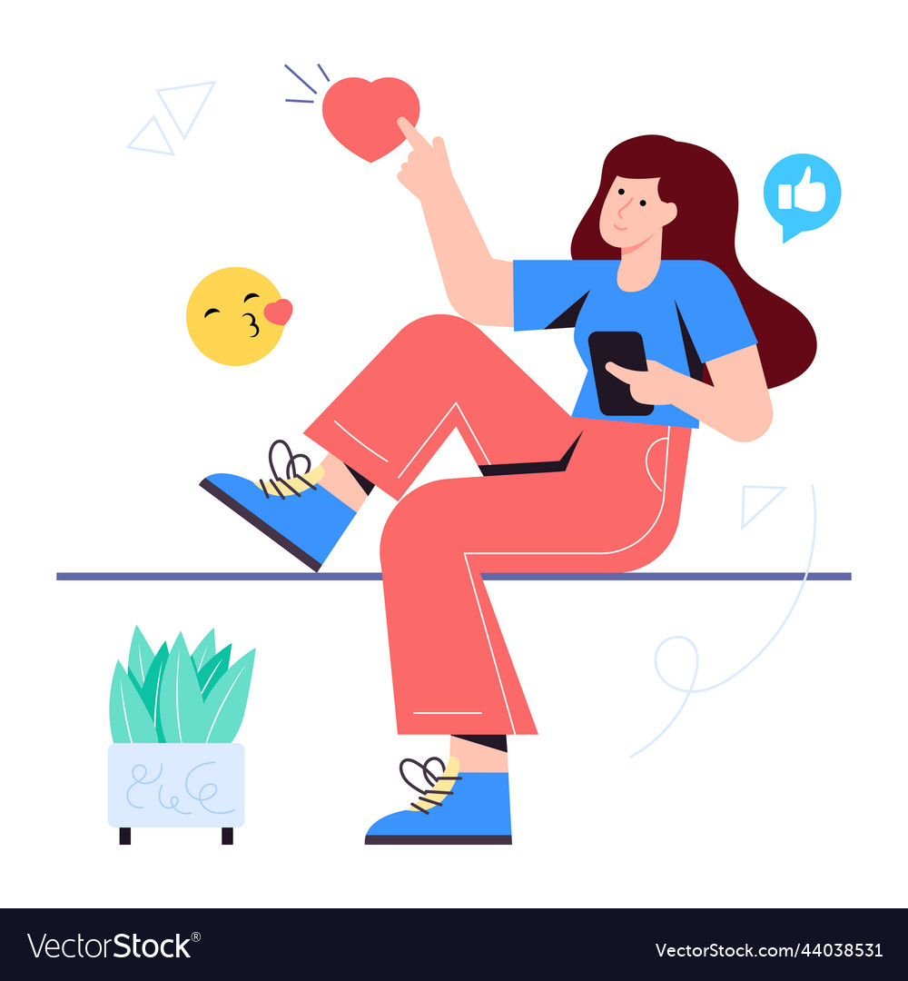 A girl using social media flat download