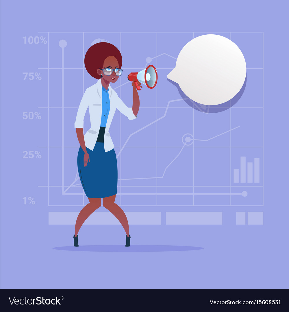 African american business woman hold megaphone