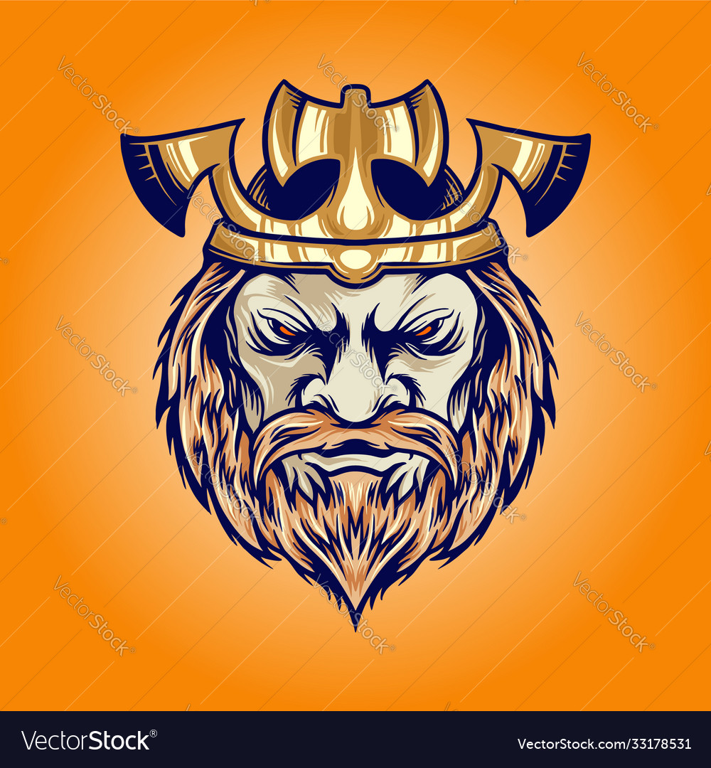Axe crown king viking head cartoon