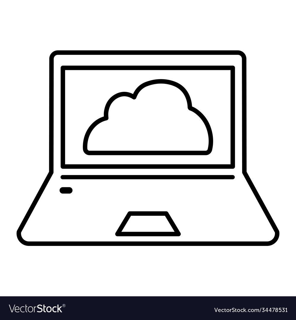 Cloud computer line icon outline