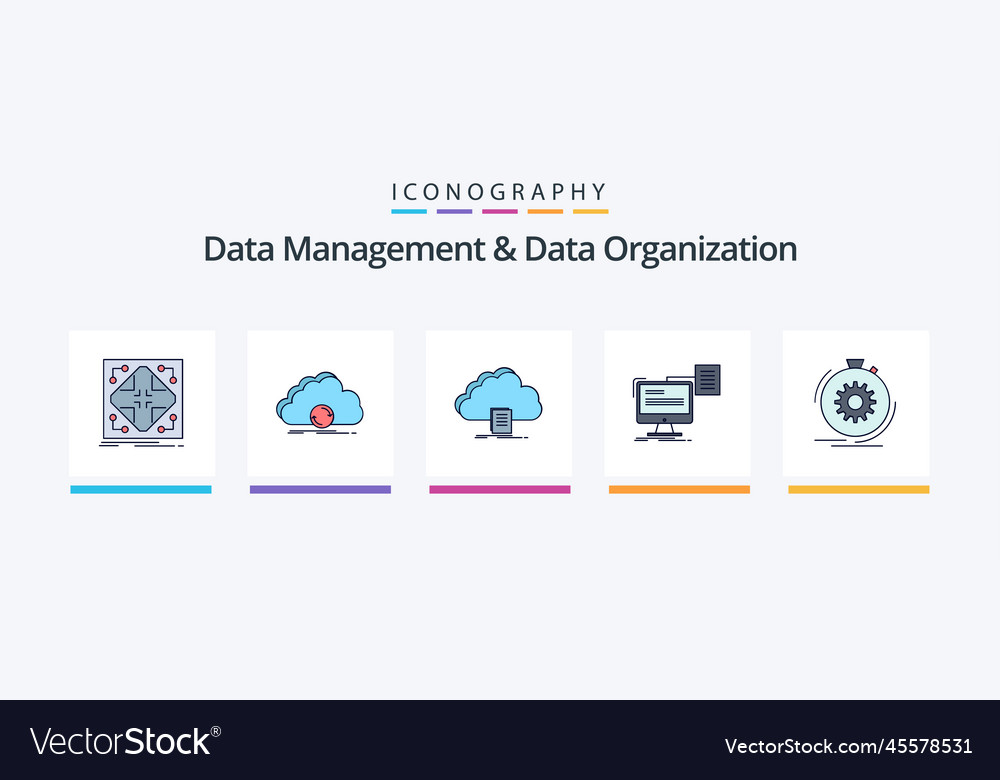Data management and organization line filled Vector Image