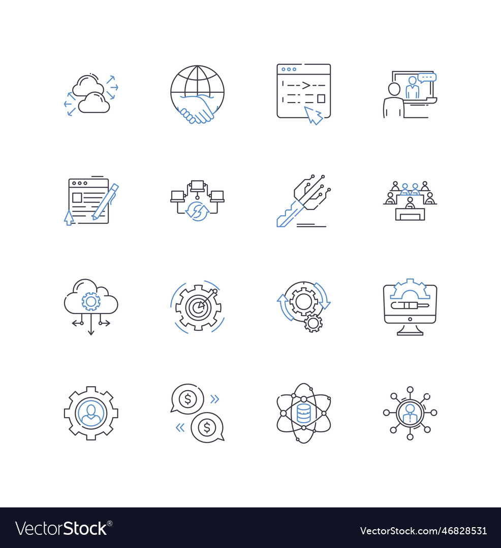 Discourse line icons collection dialogue vector image Discourse line icons collection dialogue