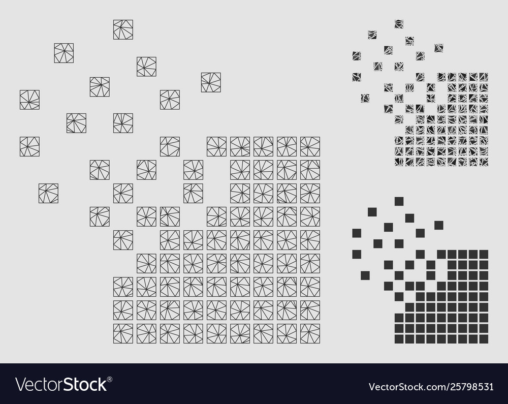 Dissolving pixel mosaic mesh 2d model vector image Dissolving pixel mosaic mesh 2d model