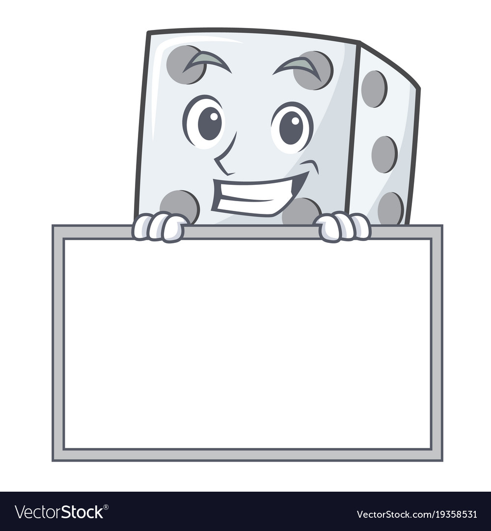 Grinning with board dice character cartoon style