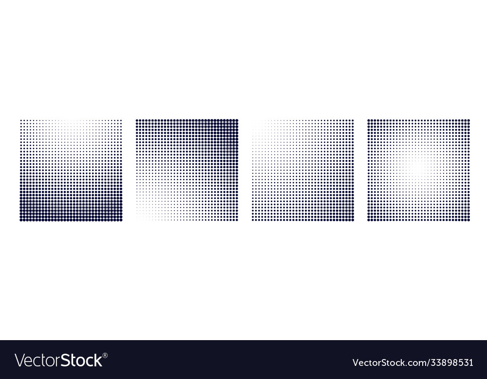 Halftone gradient square shape background set