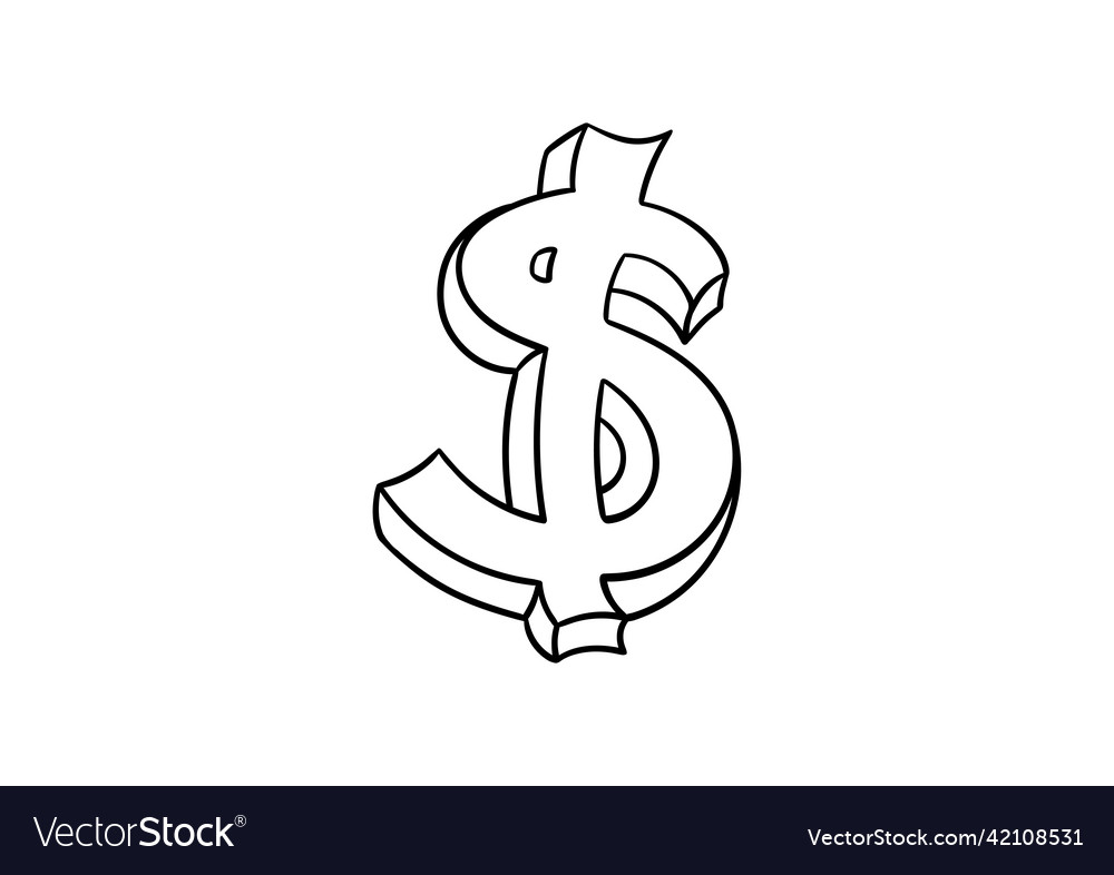 Hand drawn dollar sign Royalty Free Vector Image