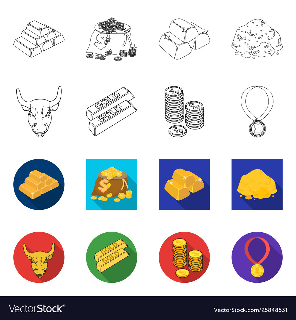 Isolated object and gold icon collection