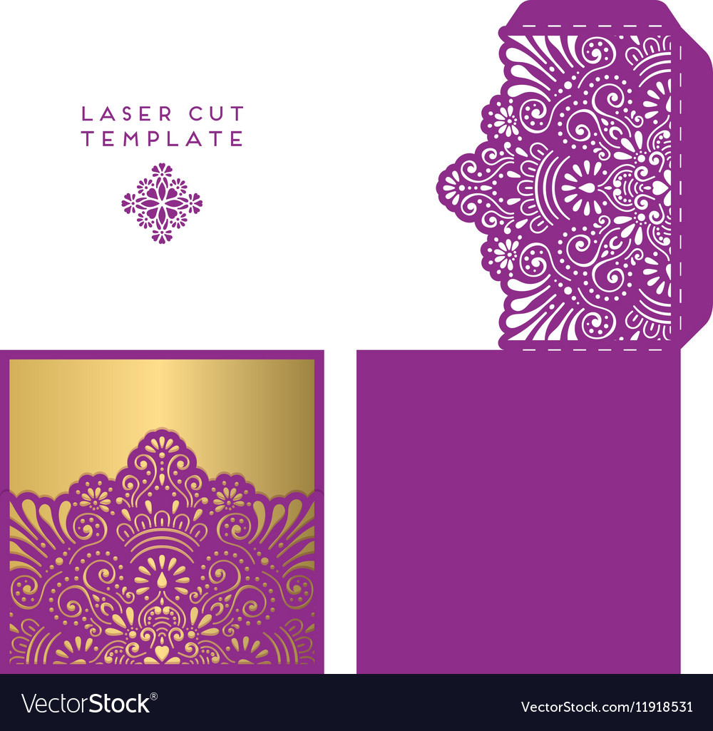 Laser Cut Floral Wedding Card Template