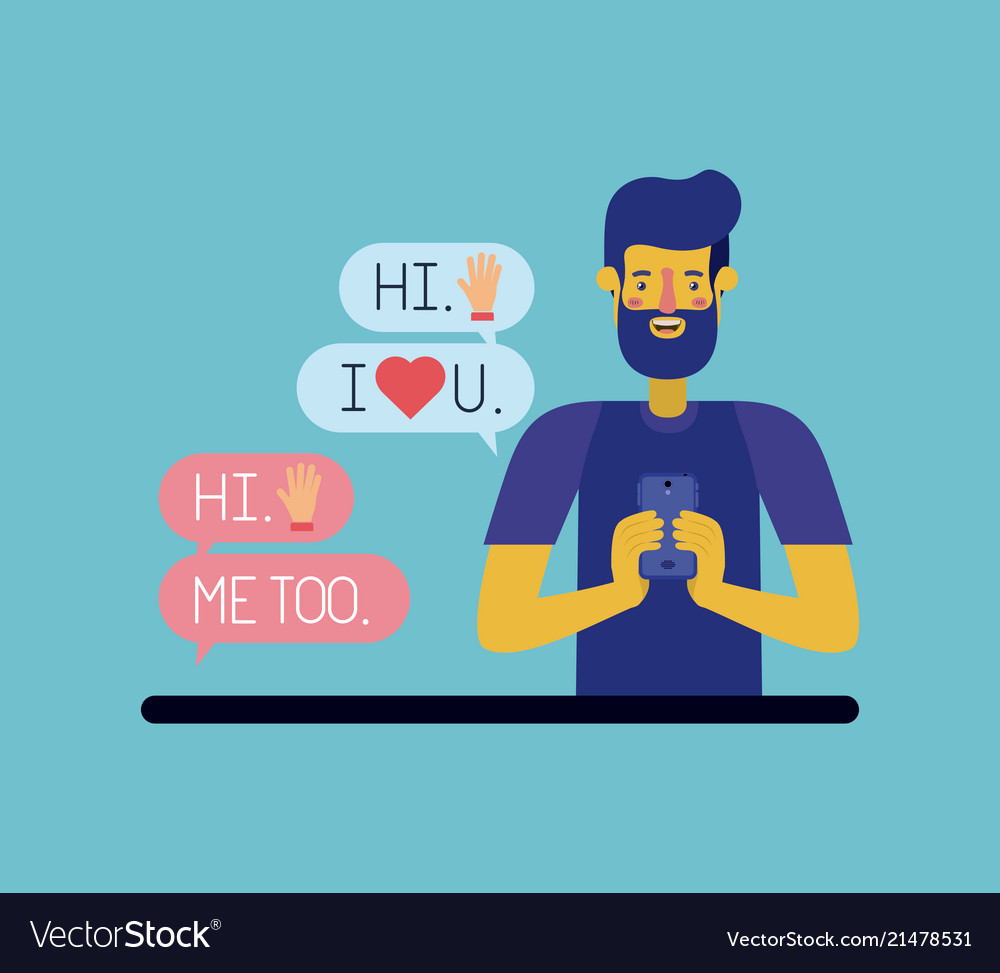 Man chating with smartphone