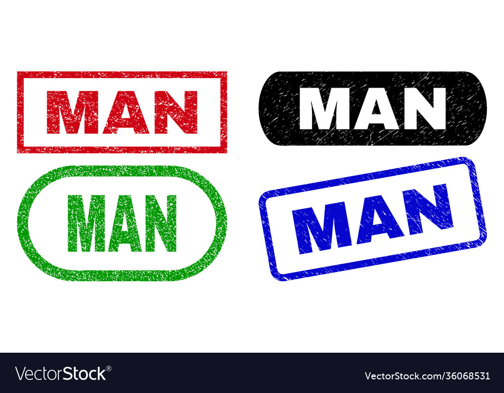 Man rectangle stamps with distress style