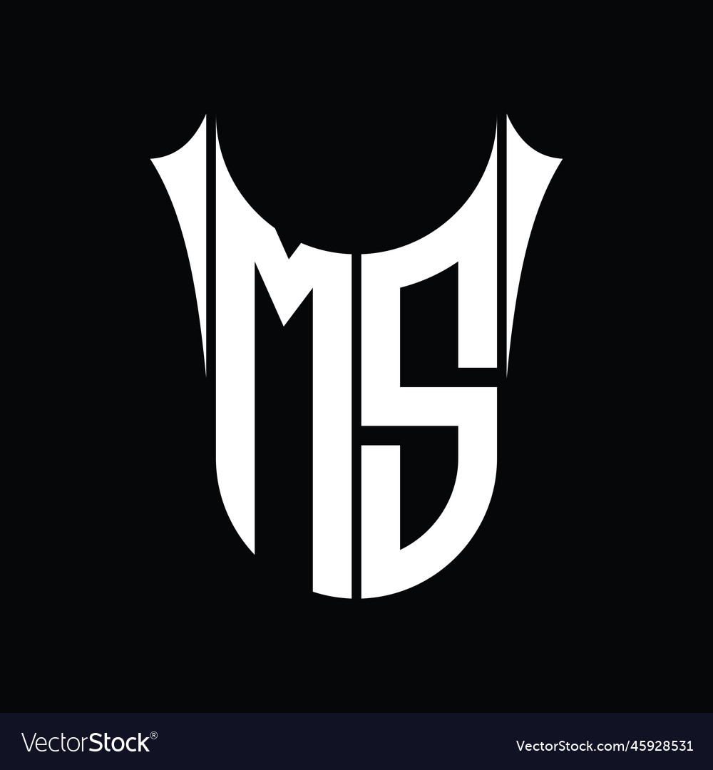 Ms logo monogram shield sharp half round shape