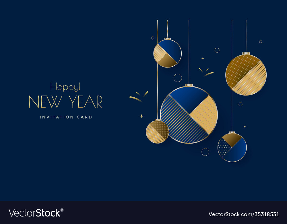 New year greeting card design with christmas ball Vector Image