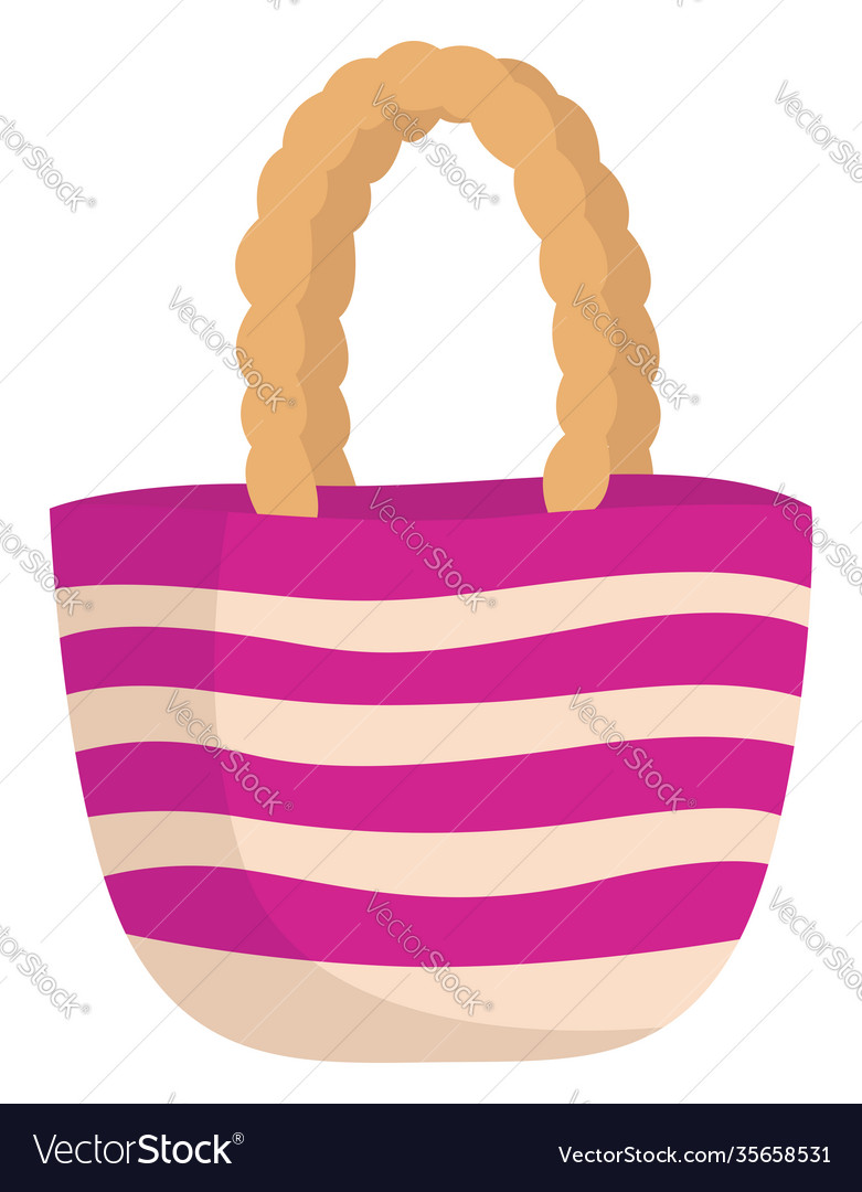 Pink beach bag on white background