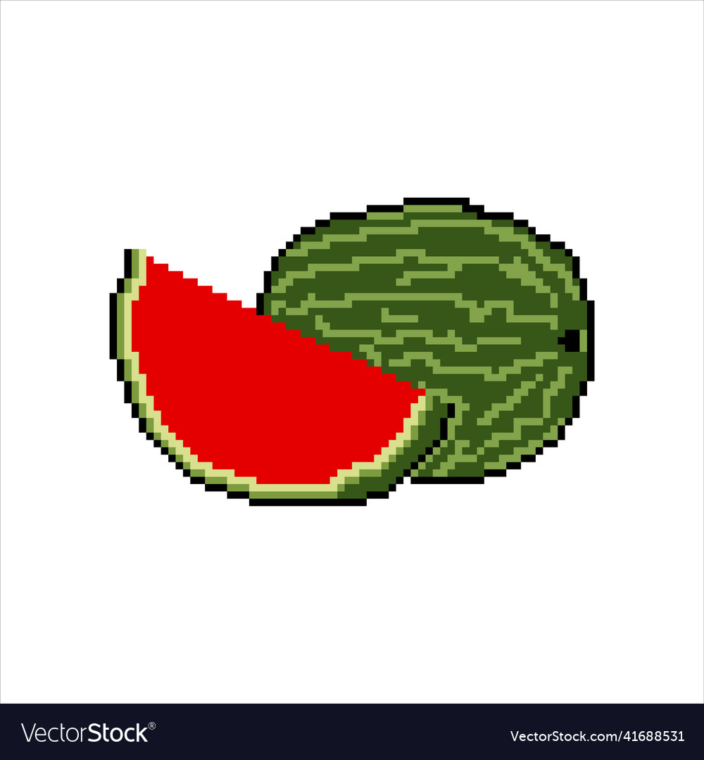 Pixel Art With Watermelon Royalty Free Vector Image