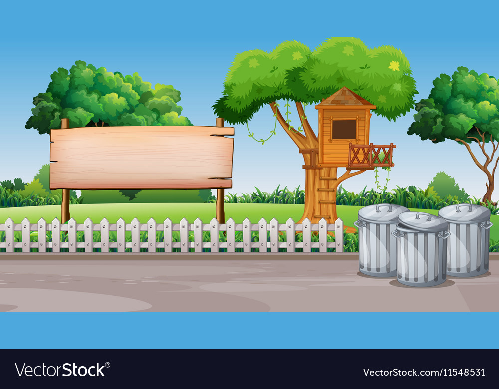 Scene with treehouse in the park Royalty Free Vector Image