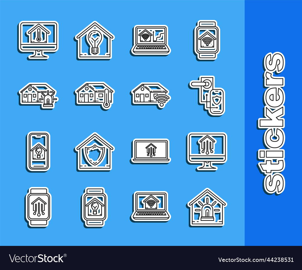Set line smart house and alarm computer monitor