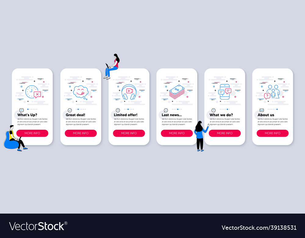 Set of line icons such as yummy smile dollar