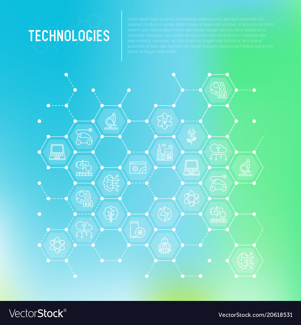 Technologies concept in honeycombs vector image Technologies concept in honeycombs