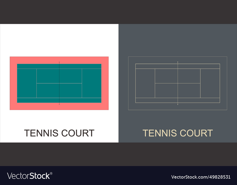 Tennis court modern minimalist line blueprint Vector Image