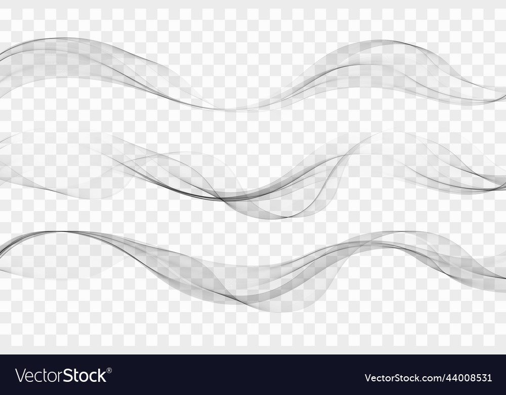 Three gray transparent abstract waves