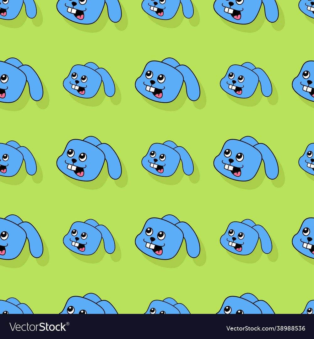 Blue rabbit seamless repeat pattern background