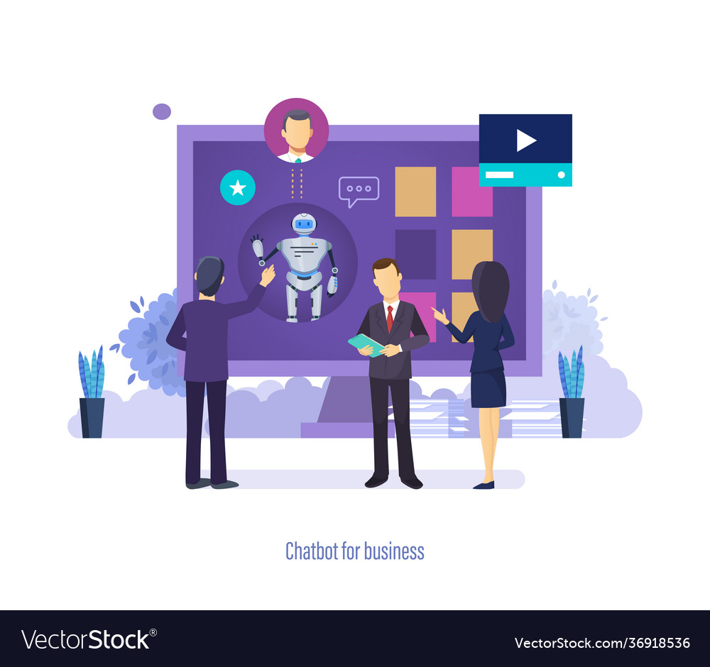 Chatbot for business virtual robot assistant help Vector Image Chatbot for business virtual robot assistant help