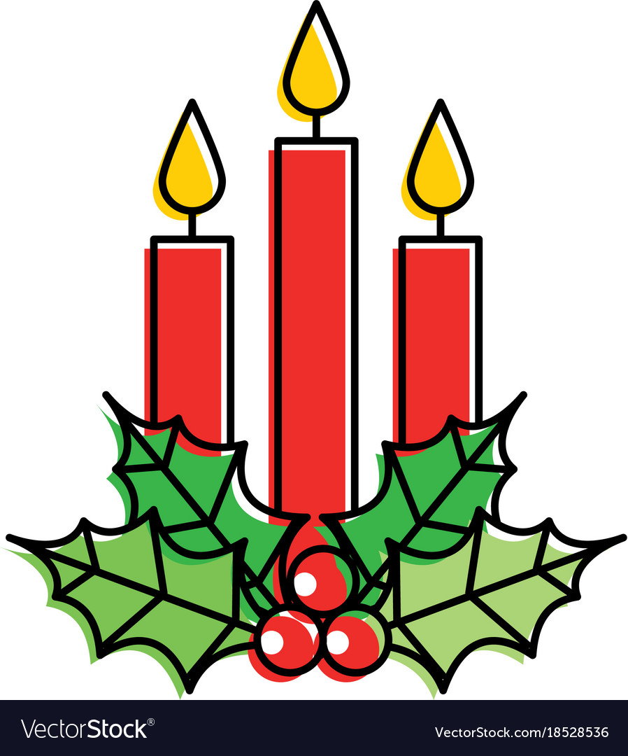 Weihnachten drei Kerze holly berry Blätter brennen