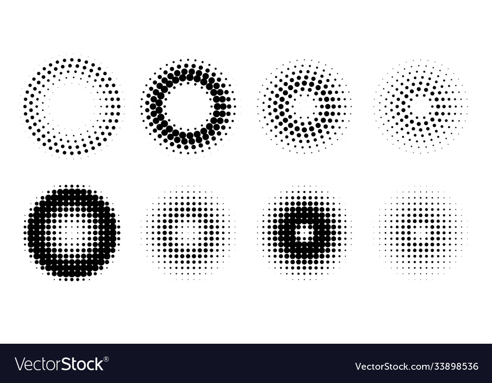 Circle retro halftone pattern background set