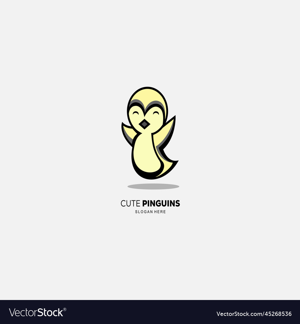 Cute penguin logo design color