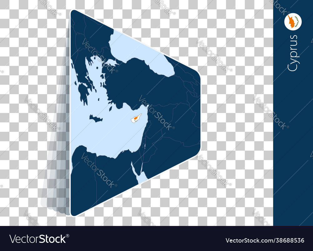 Cyprus map and flag on transparent background