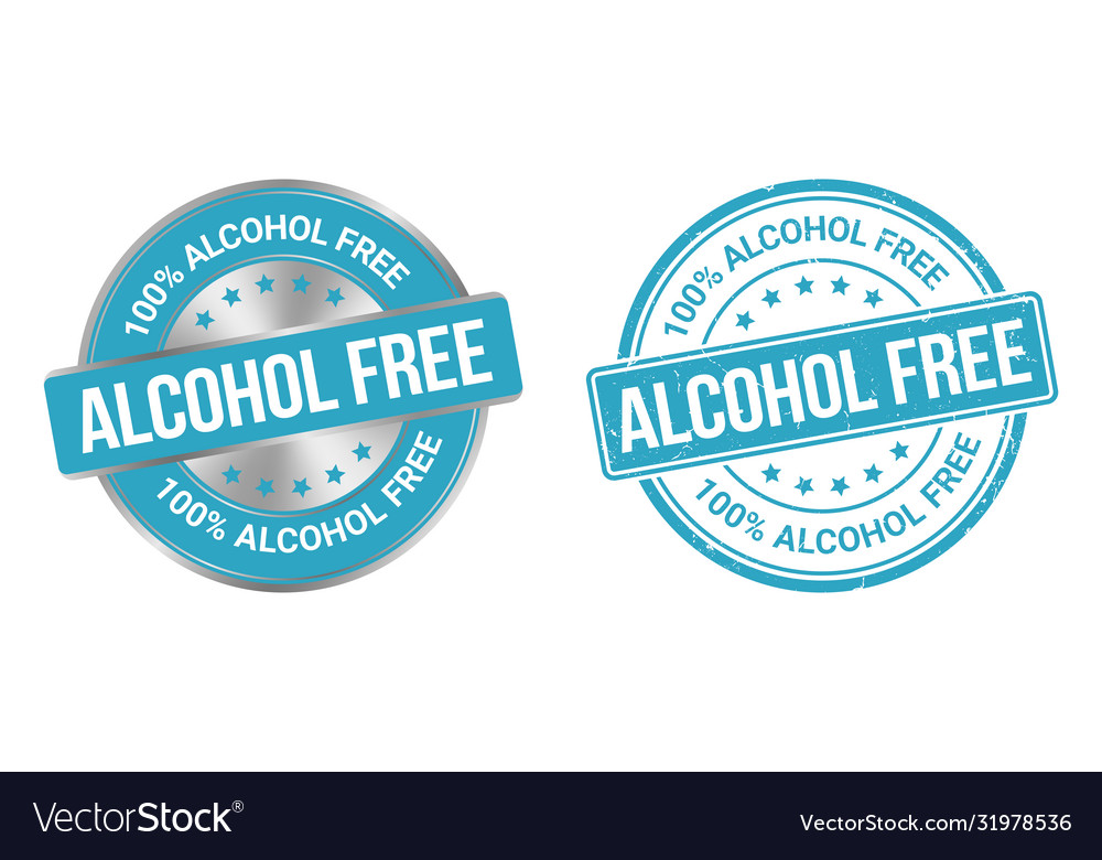 Grunge stamp and silver label alcohol free vector image Grunge stamp and silver label alcohol free