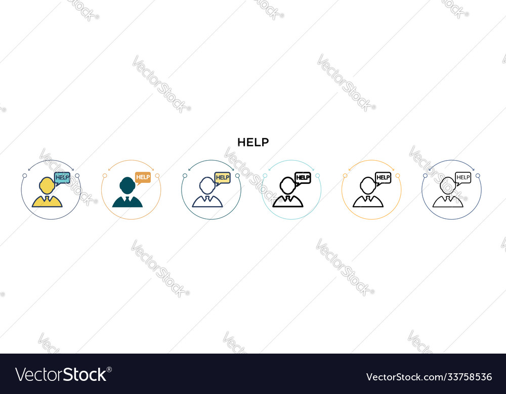 Help icon in filled thin line outline and stroke Vector Image Help icon in filled thin line outline and stroke