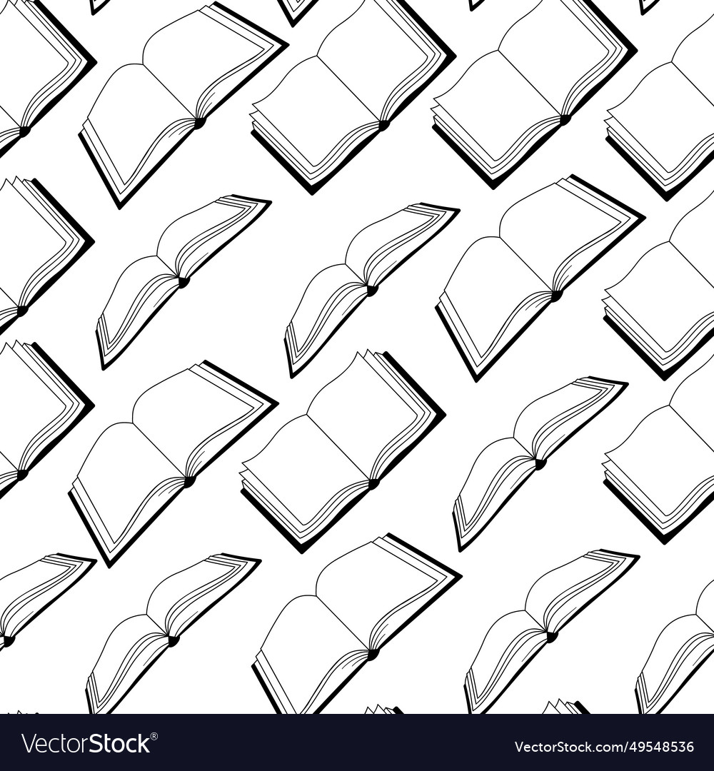 Line monochrome seamless pattern with open vector image Line monochrome seamless pattern with open