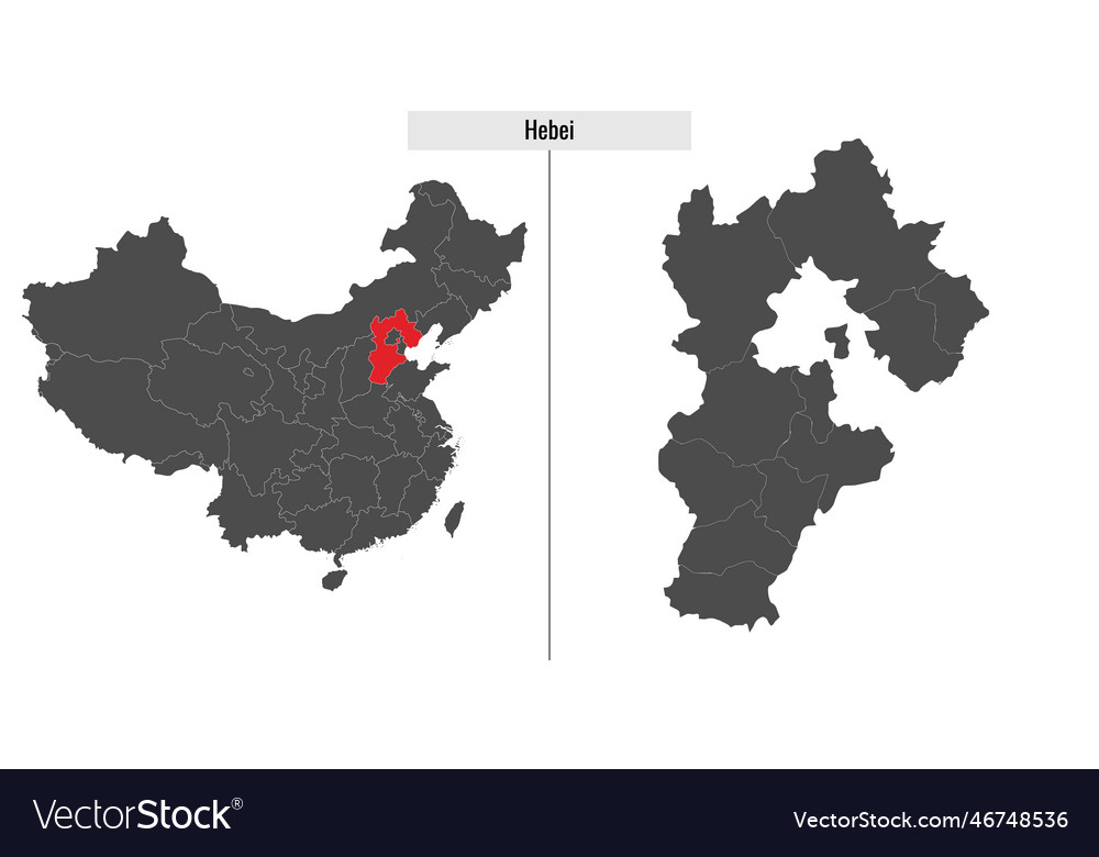 Map of hebei province china vector image Map of hebei province china