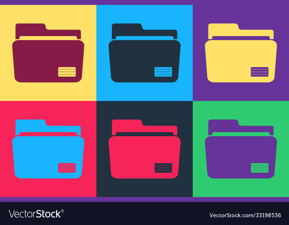 Pop art document folder icon isolated on color vector image Pop art document folder icon isolated on color