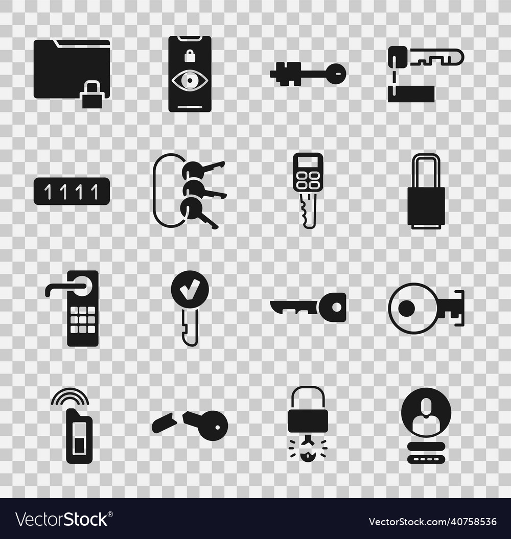 Set create account screen key lock old vector image Set create account screen key lock old