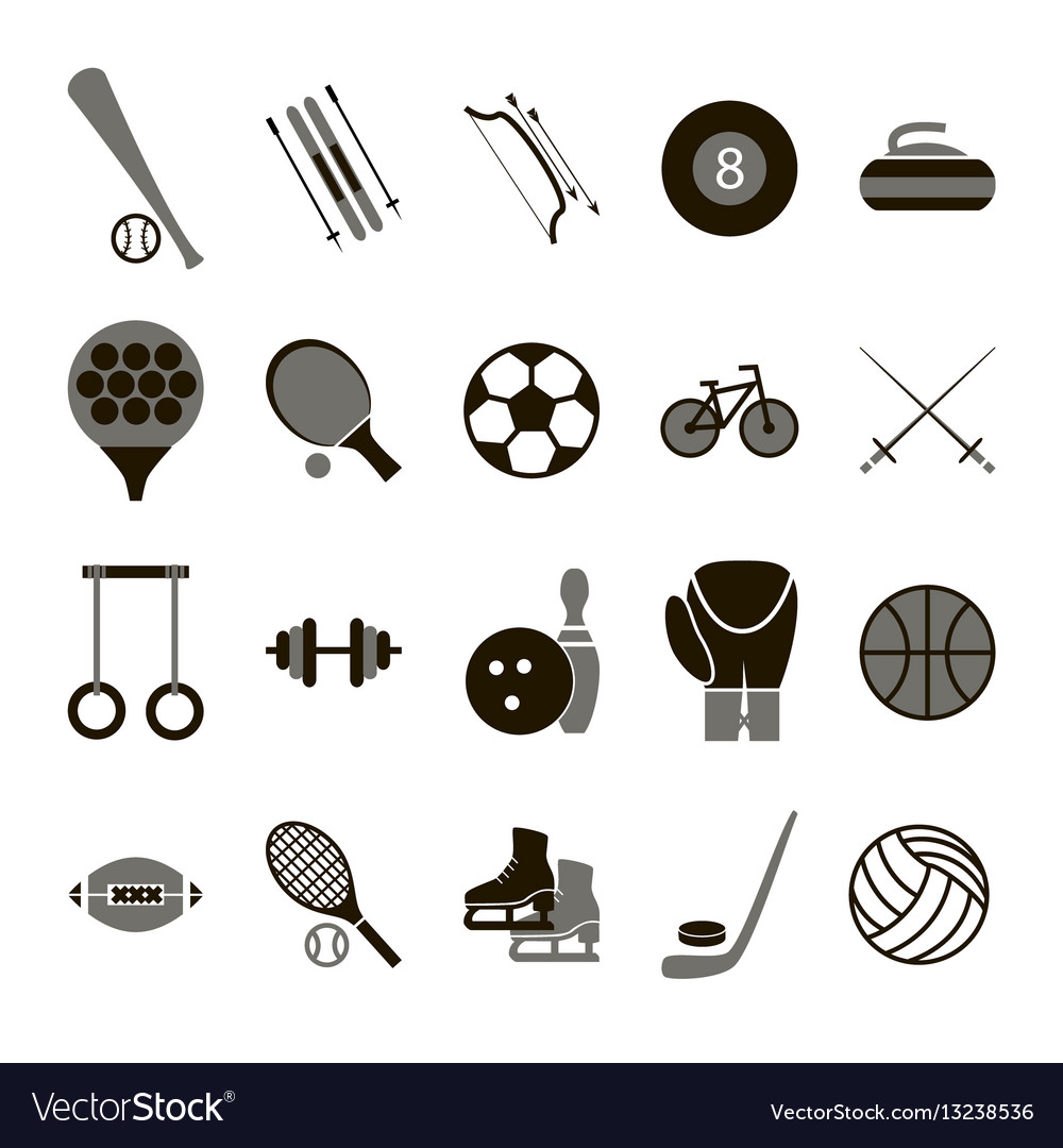 Sportsymbol Zeichen und Symbole schwarz Set