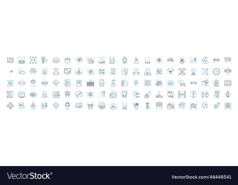 3d modelling line icons set