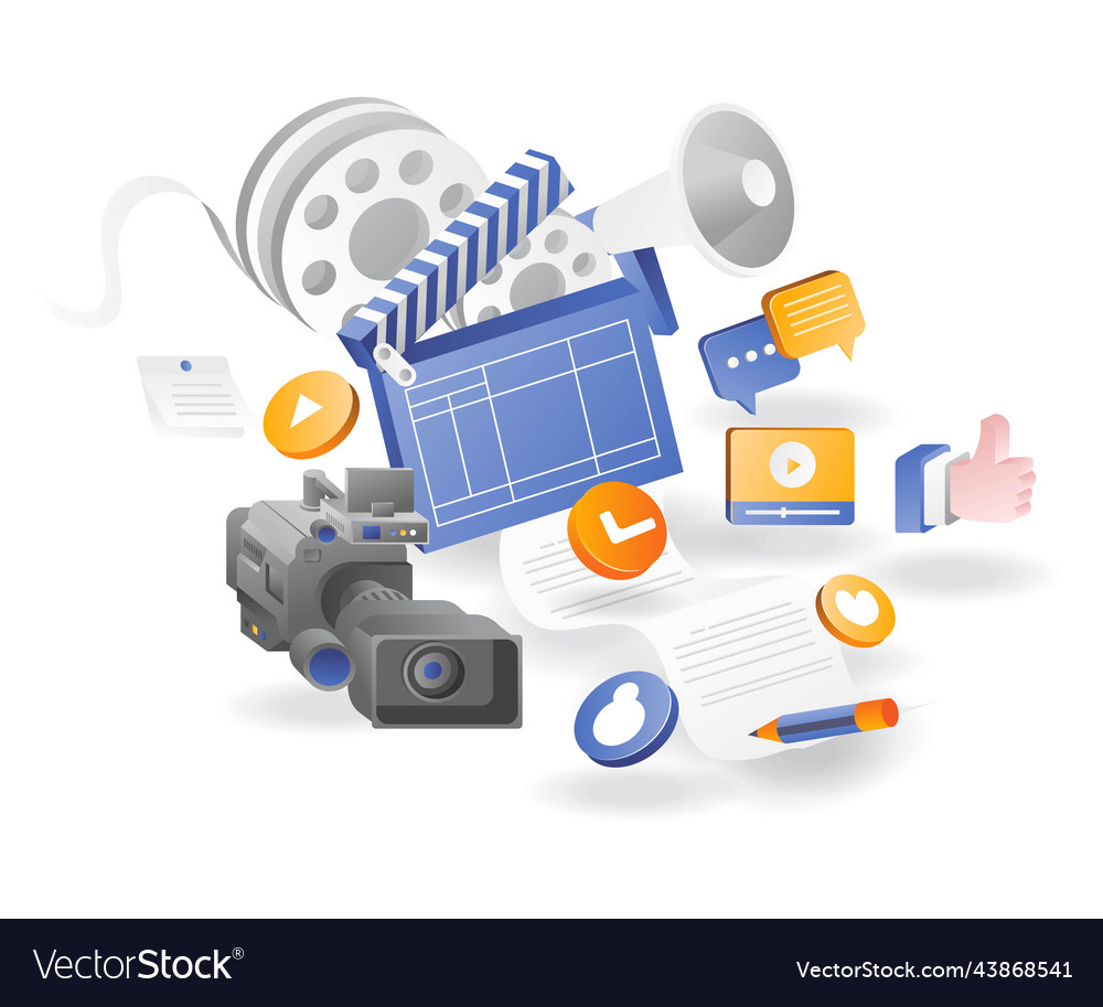 A set of videography tools for social media Vector Image