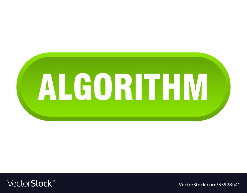 Algorithm button rounded sign on white background