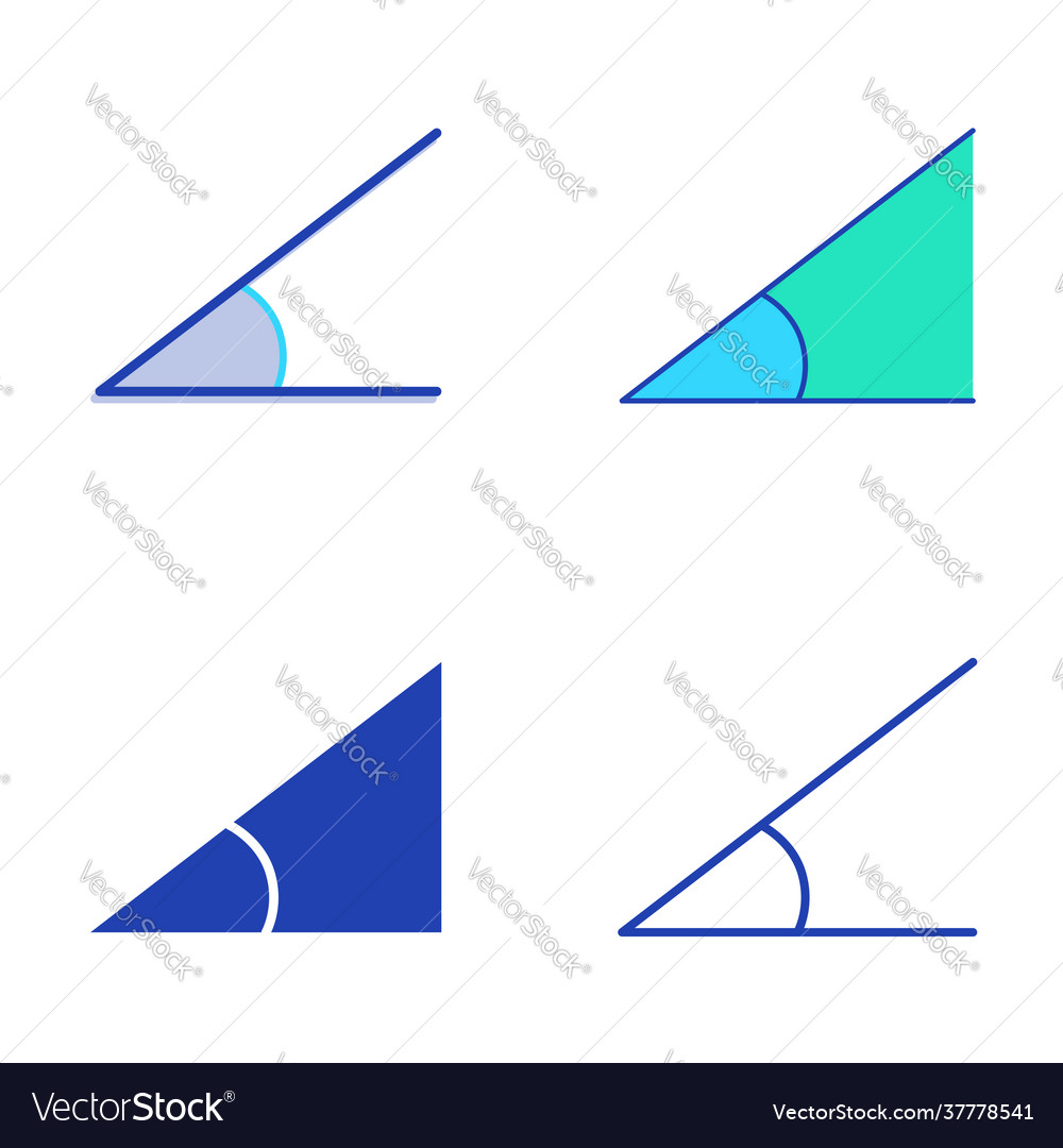 Angle icon set in flat and line style vector image Angle icon set in flat and line style