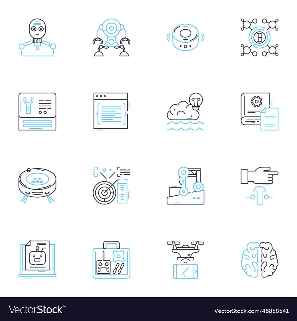Artificial intelligence linear icons set