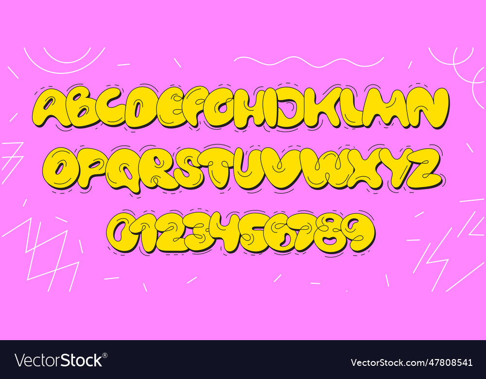 Bubble font inflated shape alphabet set graffiti Vector Image