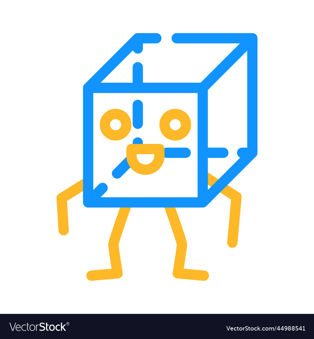 Cube geometric shape character color icon