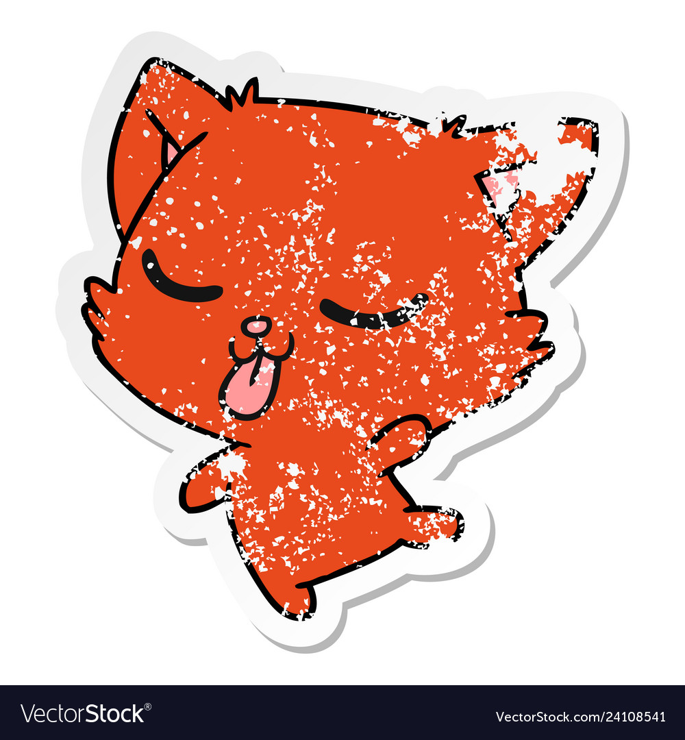 Distressed sticker cartoon of cute kawaii cat Vector Image