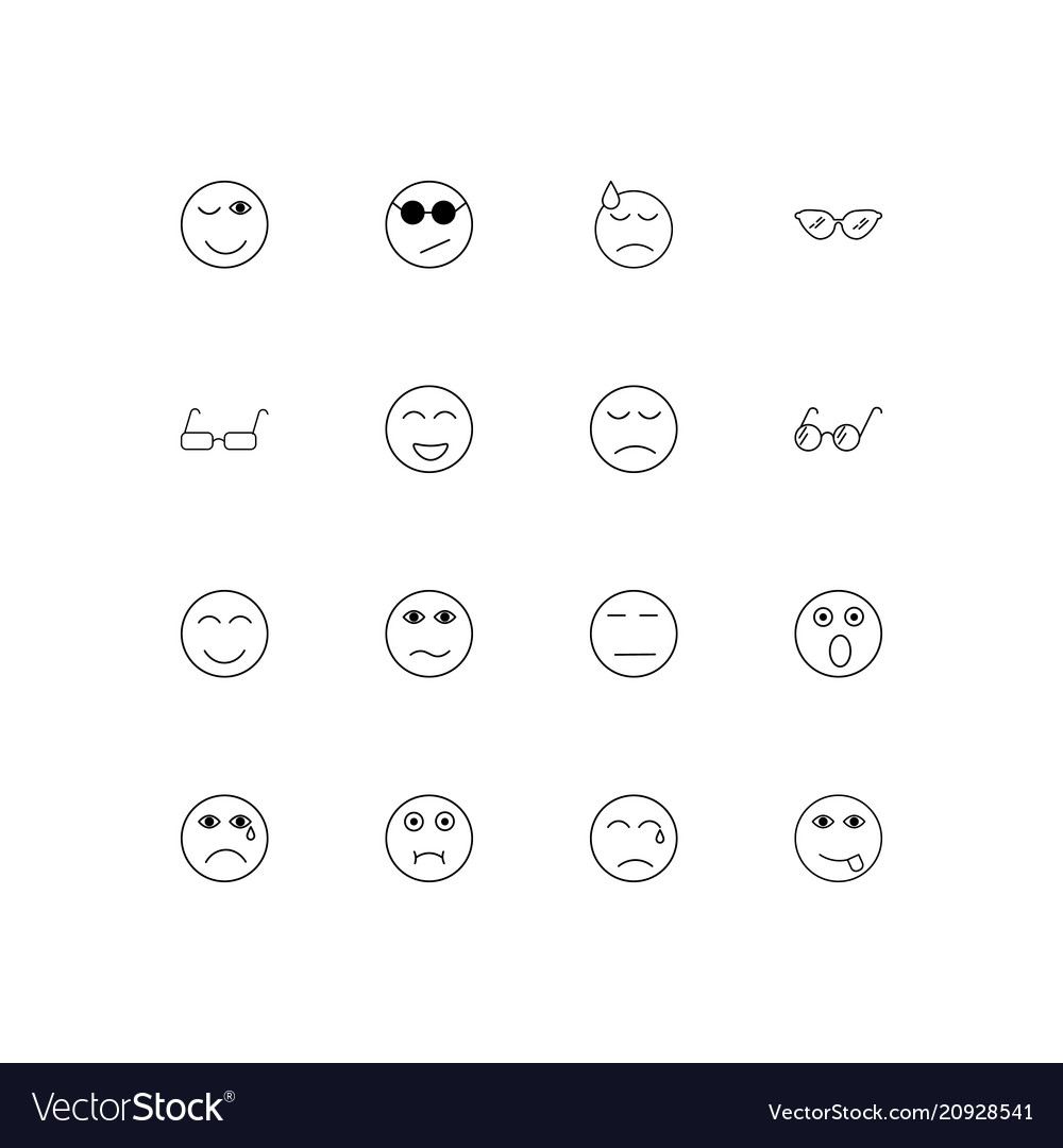 Emoticons linear thin icons set outlined simple