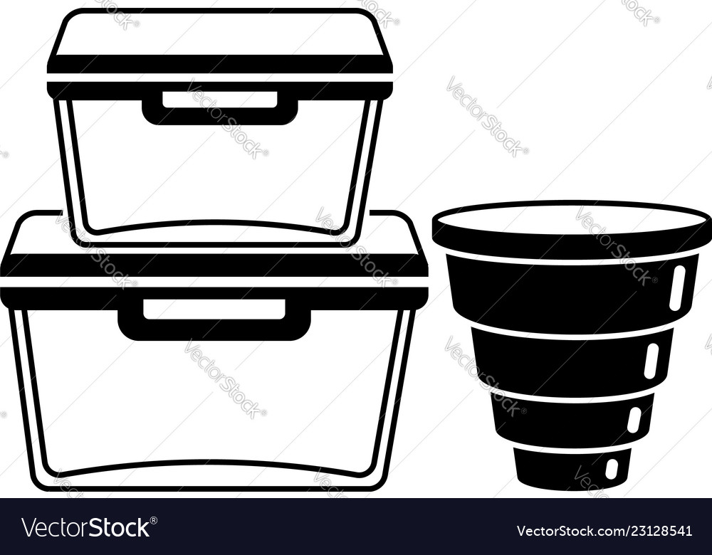 Empty plastic lunch boxes icon simple style