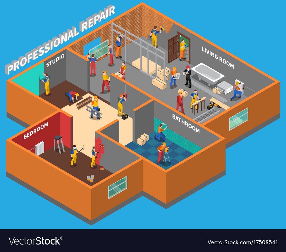 Home repair worker people composition Royalty Free Vector